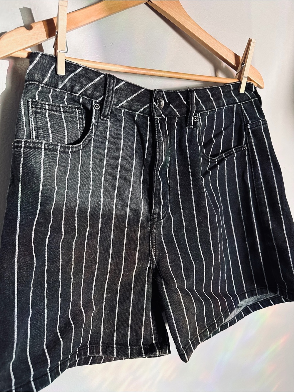 Mossimo Supply Co. Black Pinstripe Denim Shorts Size 9
